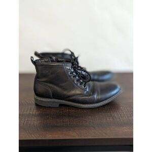 Mark Nason Los Angeles Black Leather Lace-up Side Zip Boots - Size 7.5